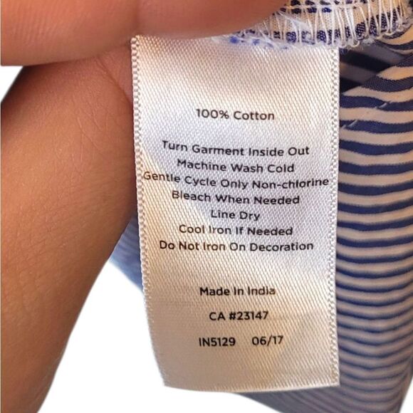 Talbots Women's Blue Striped Jewel Embellished Button Down Shirt Size 3X - Picture 6 of 6